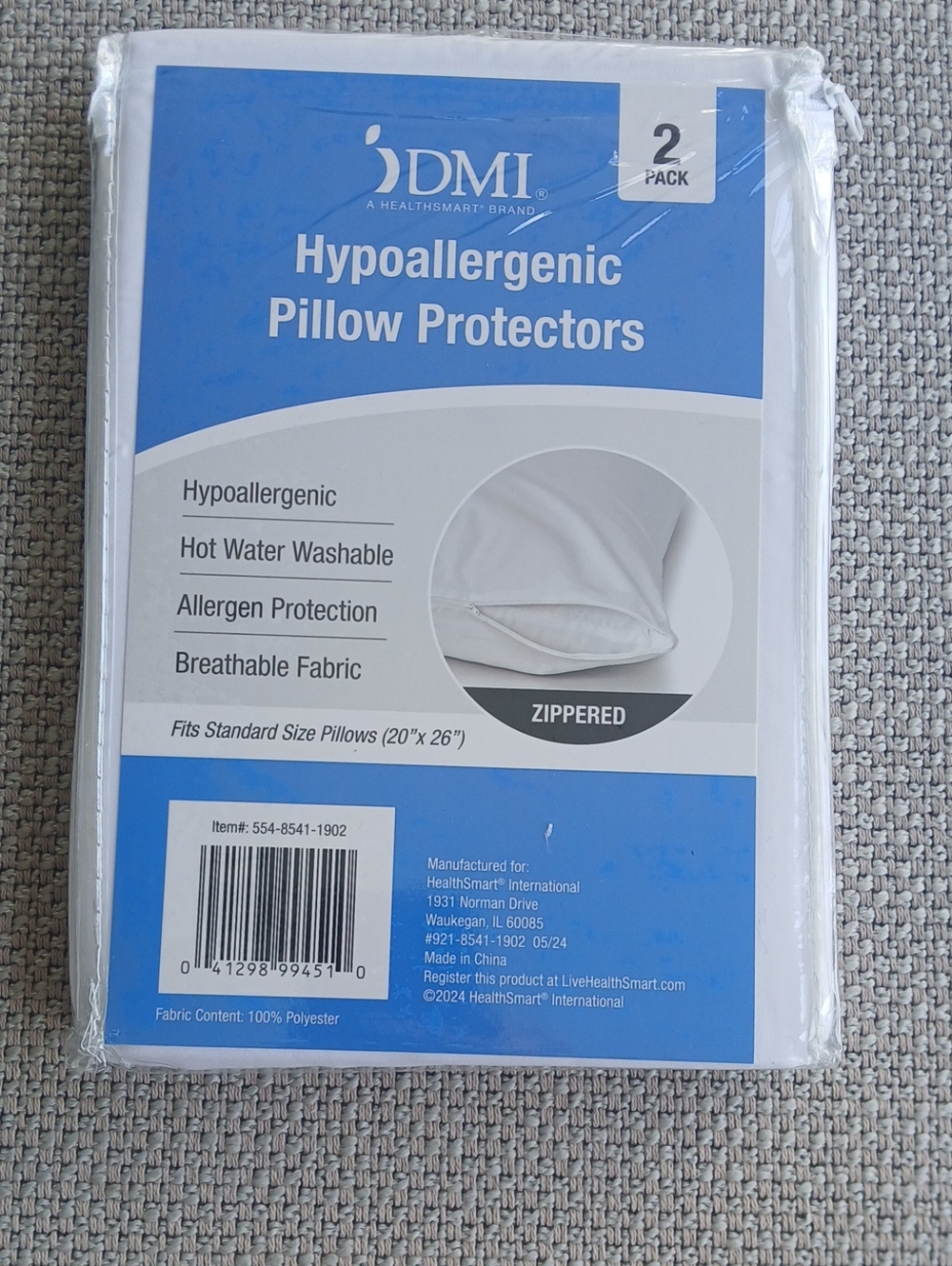 Mi Hypoallergenic White Pillow Protectors - 2 Pack